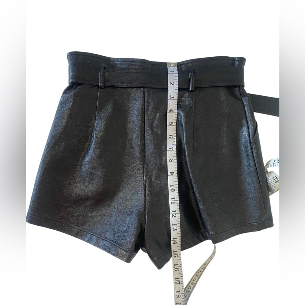 Le Lis High Waist Black Leather Shorts - Picture 7 of 7